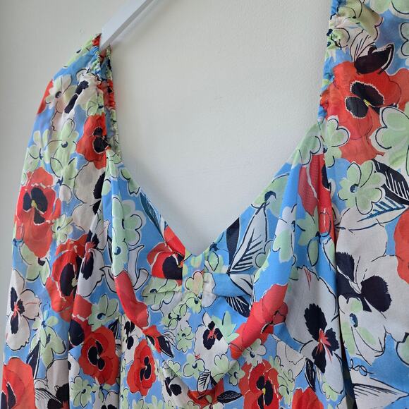 Rixo Gio Floral Silk Chiffon Long Dress Long Puff Sleeves Womens Size Medium EUC - Picture 7 of 14